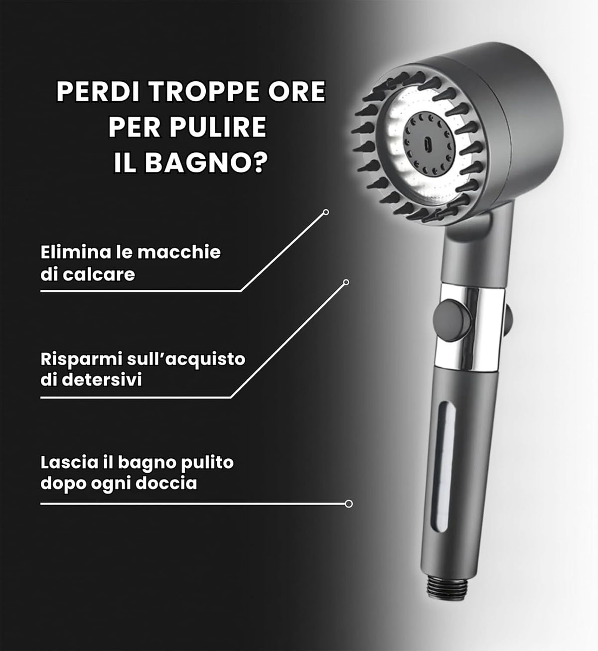 Soffione doccia filtrante – 3 modalità di getto